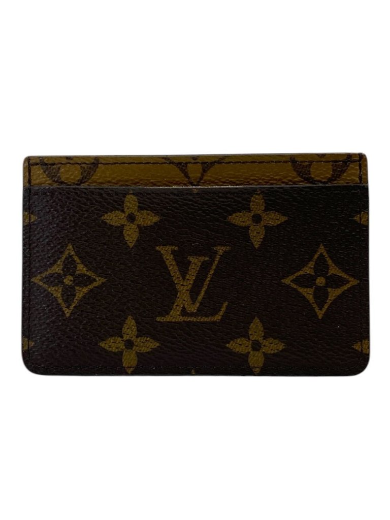 Louis Vuitton Card Holder Sample Case Monogram Reverse Canvas Leather Brown